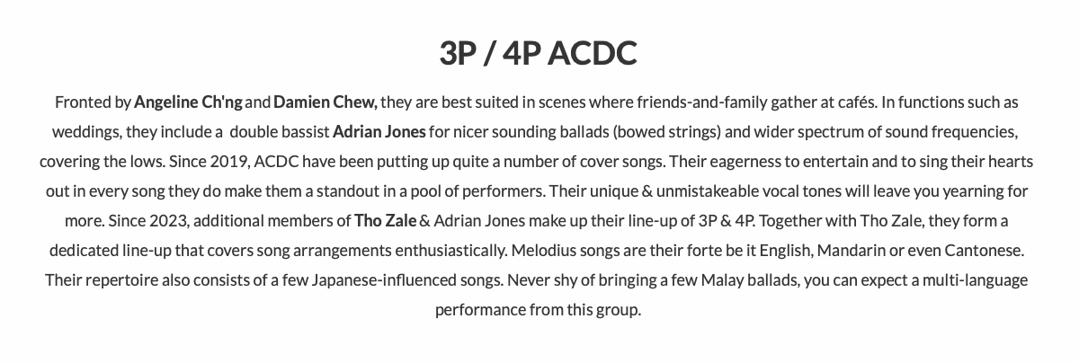 3P / 4P ACDCFronted by Angeline Ch'ng and Damien