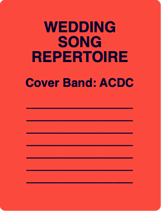 WEDDINGSONGREPERTOIRECover Band: ACDC–––––––