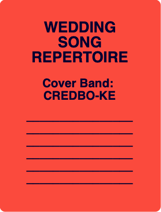 WEDDINGSONGREPERTOIRECover Band: CREDBO-KE–