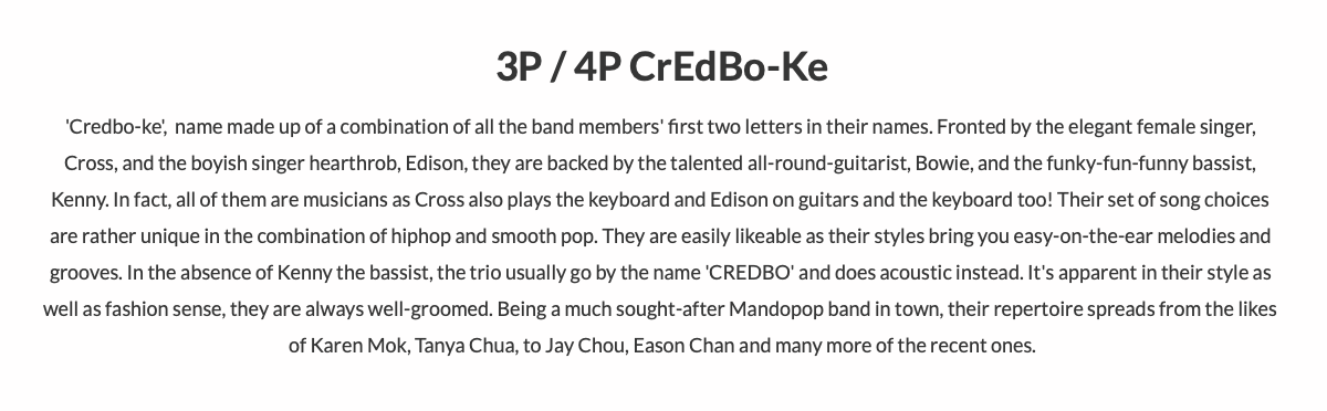 3P / 4P CREDBO-KE'Credbo-ke',  name made up of a