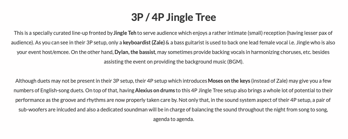 3P / 4P JINGLE TREEThis is a specially curated li