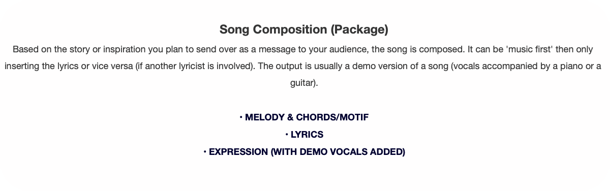 Song Composition (Package)Based on the story or