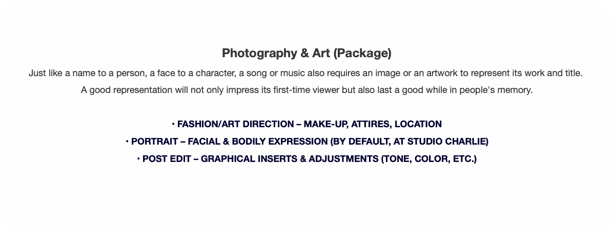 Photography & Art (Package)Just like a name to a